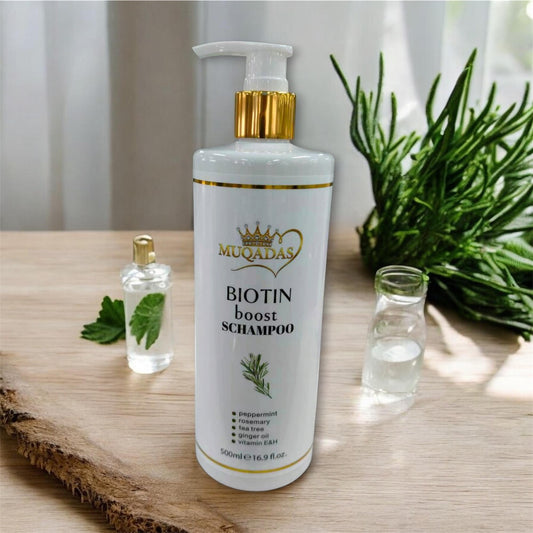 Muqadas Biotin Boost Schampo (500 ml) – Mot Håravfall & För Maximerad Volym