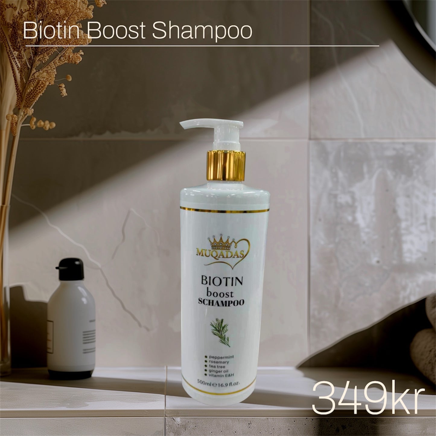 Muqadas Biotin Boost Schampo (500 ml) – Mot Håravfall & För Maximerad Volym